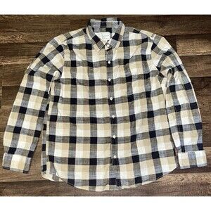 American Eagle Long Sleeve Button Down Mens Plaid Collar Super Soft Shirt Large